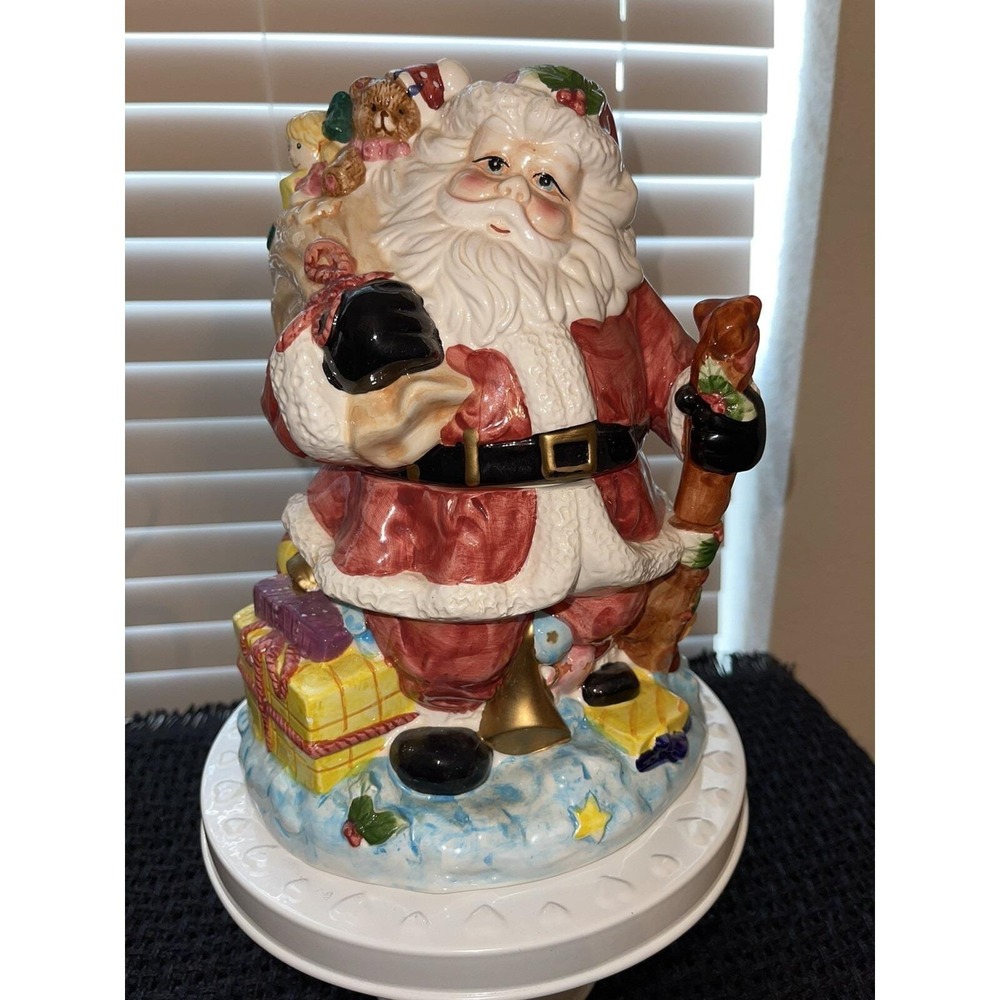 Gibson Christmas Santa Claus Gifts‎ & Little Helper Ceramic Cookie Jar /Canister